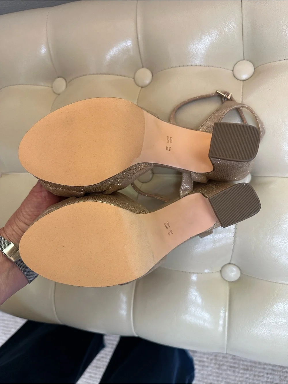 NEW Nina Gold Bling Platform Heeled Sandals, sz 8